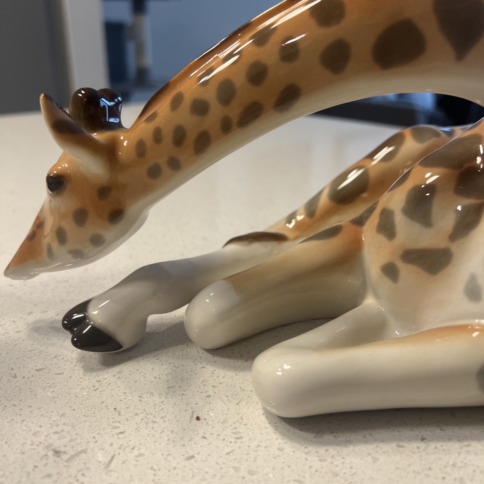 2 Large Russian Lomonosov USSR Porcelain Giraffe Figurines Vintage