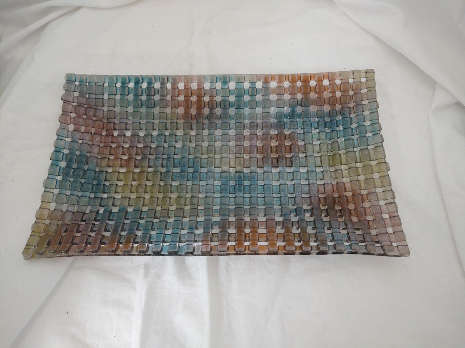 Stunning Braided Art Glass Multi-colored Tray~~A Must-see