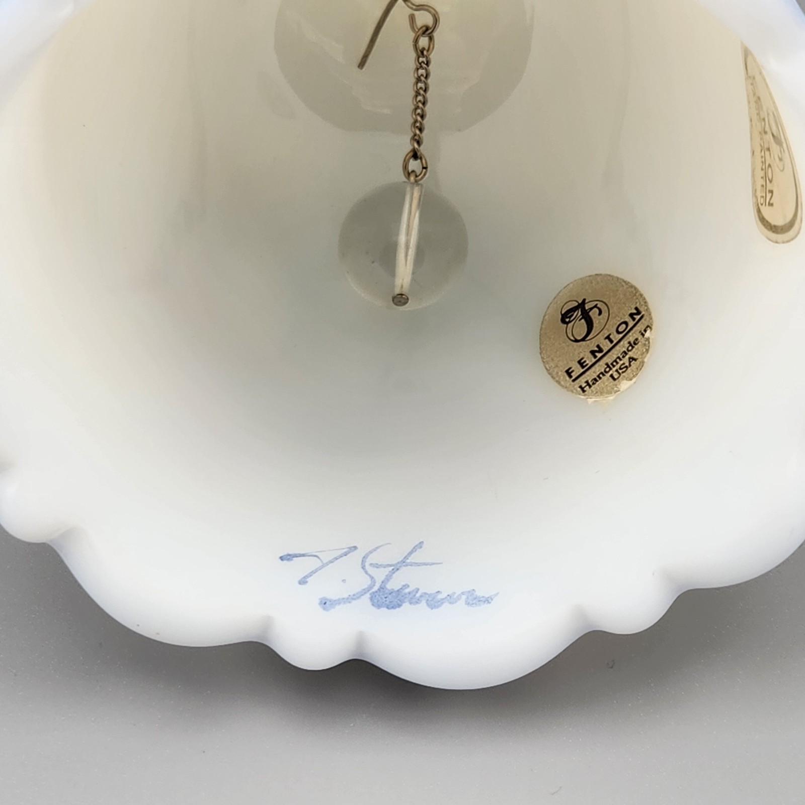 Fenton Satin Glass Bell Birds in Winter Second Edition Chickadee Ballet Signed
