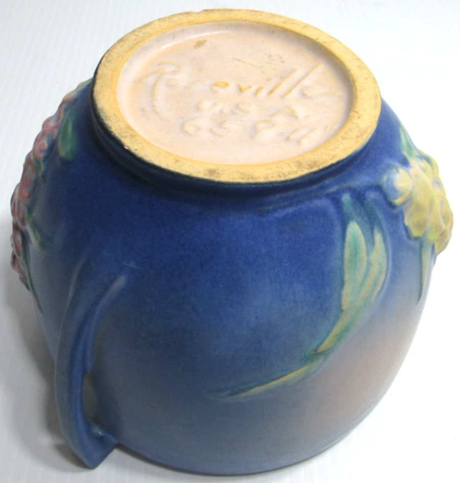 Vintage Roseville Pottery Planter Jardiniere 659-4 Foxglove Blue 4 1/8″ Tall