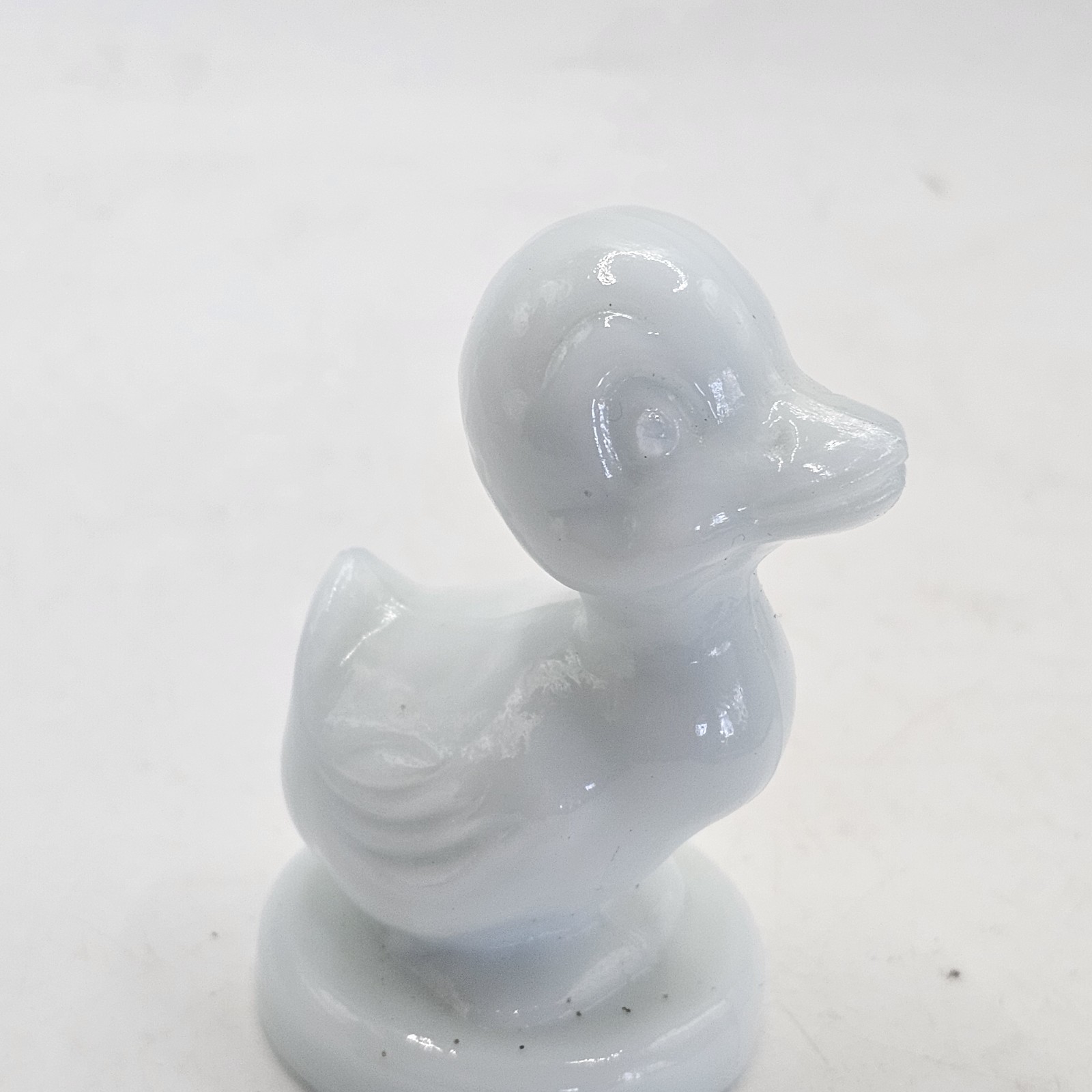 Boyd Debbie The Duck Figurine Blueish Milk Glass Vintage 3″ Estate Find