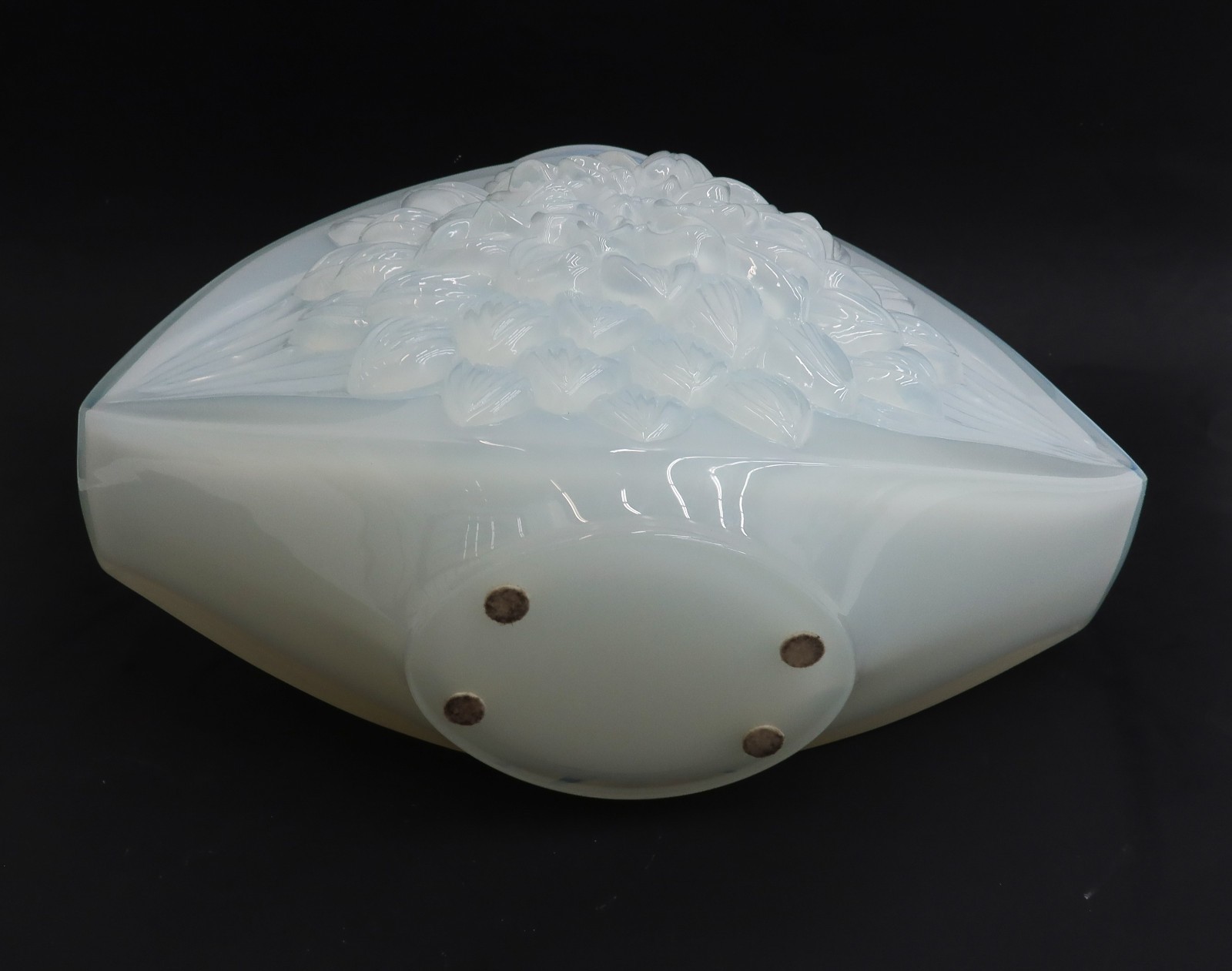 Lalique France Opalescent Art Glass Dahlia Flower Vase 2005