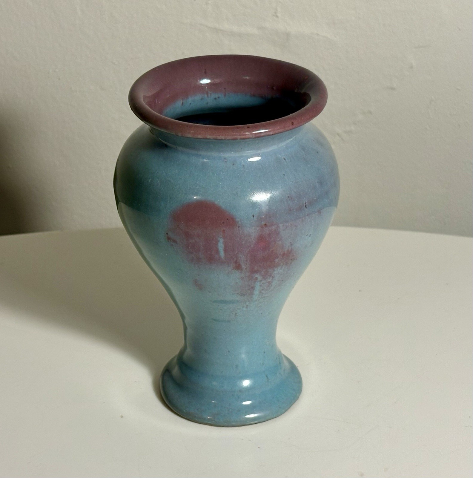 Pewabic Pottery Blue & Purple Vase 2003 Very Rare Glaze Colors Made in Detroit