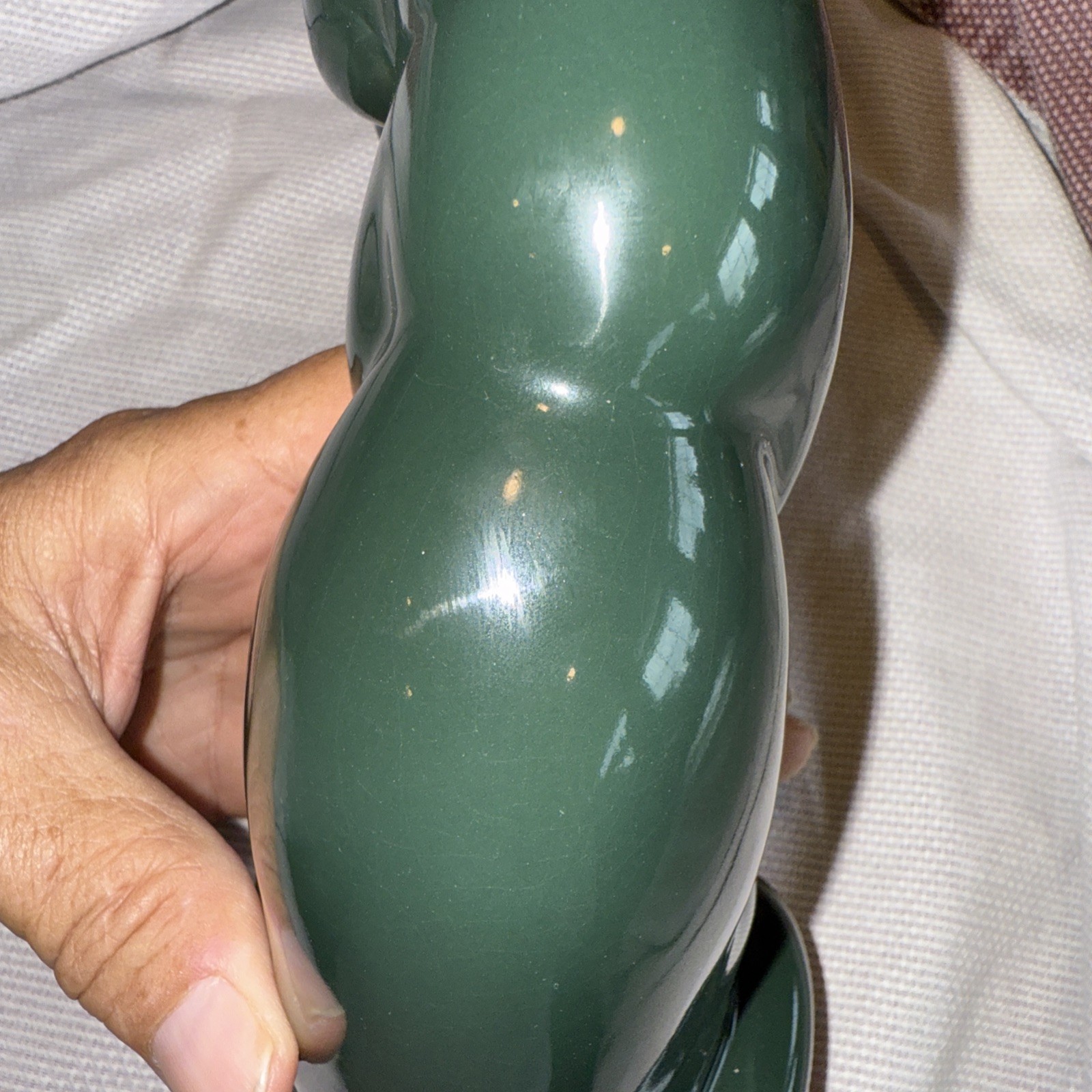 Frankoma Seated DARK GREEN Panther Puma Jaguar Figurine #114 (1934-38) EXCELLENT
