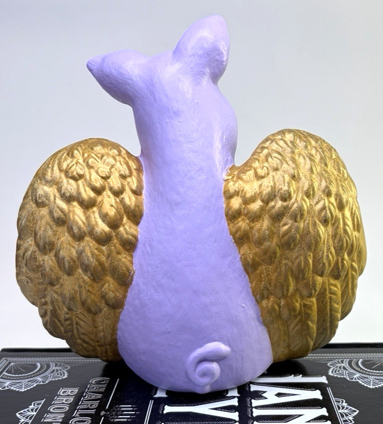 Lavender Pig Figurine Hand Painted w/Flowers & Wings Signed – Dopamine Decor