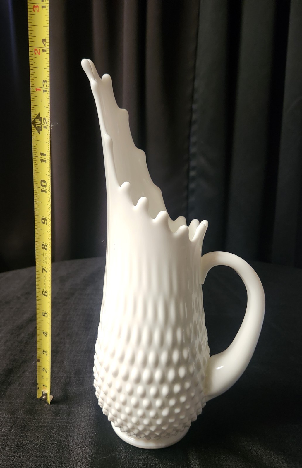 Vintage Fenton Hobnail Milk Glass Swung Pitcher Vase Model #3760