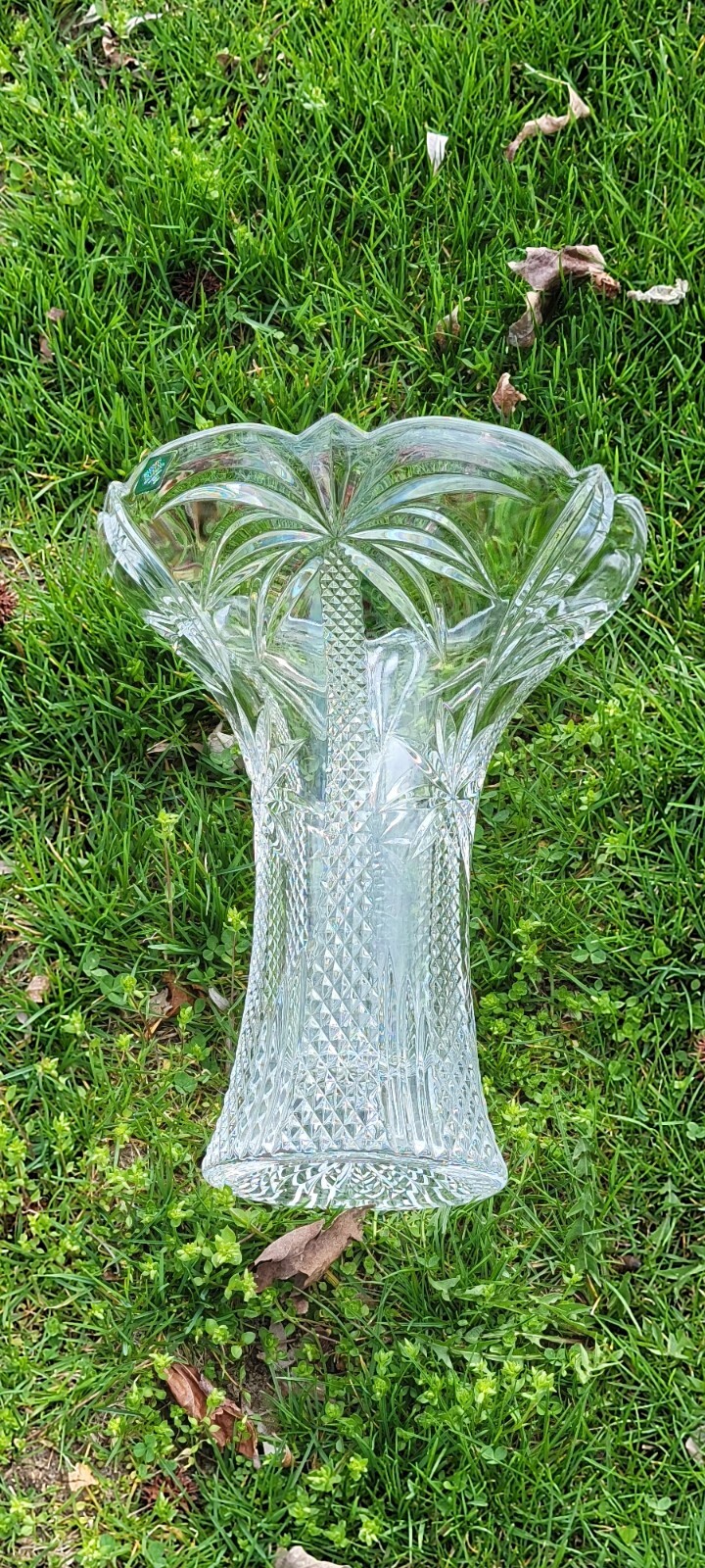 Shannon 24% Lead Crystal “DESIGNS OF IRELAND” 12″ Palm Tree Vase 10 LBS.
