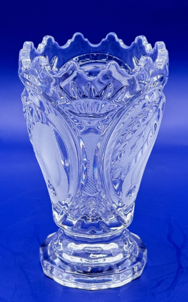 Beyer West Germany Heavy Bleikristall Crystal Vase- 5.5″ – Fruit pattern