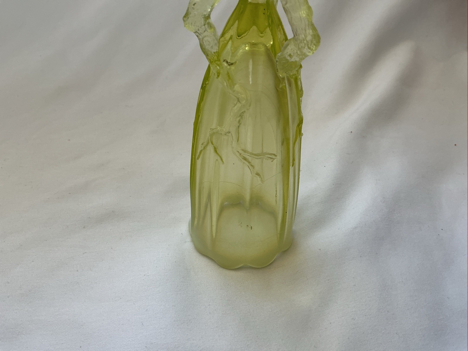 Dugan/ Northwood Canary Yellow Opalescent “Twig” Vaseline Glass Bud Vase