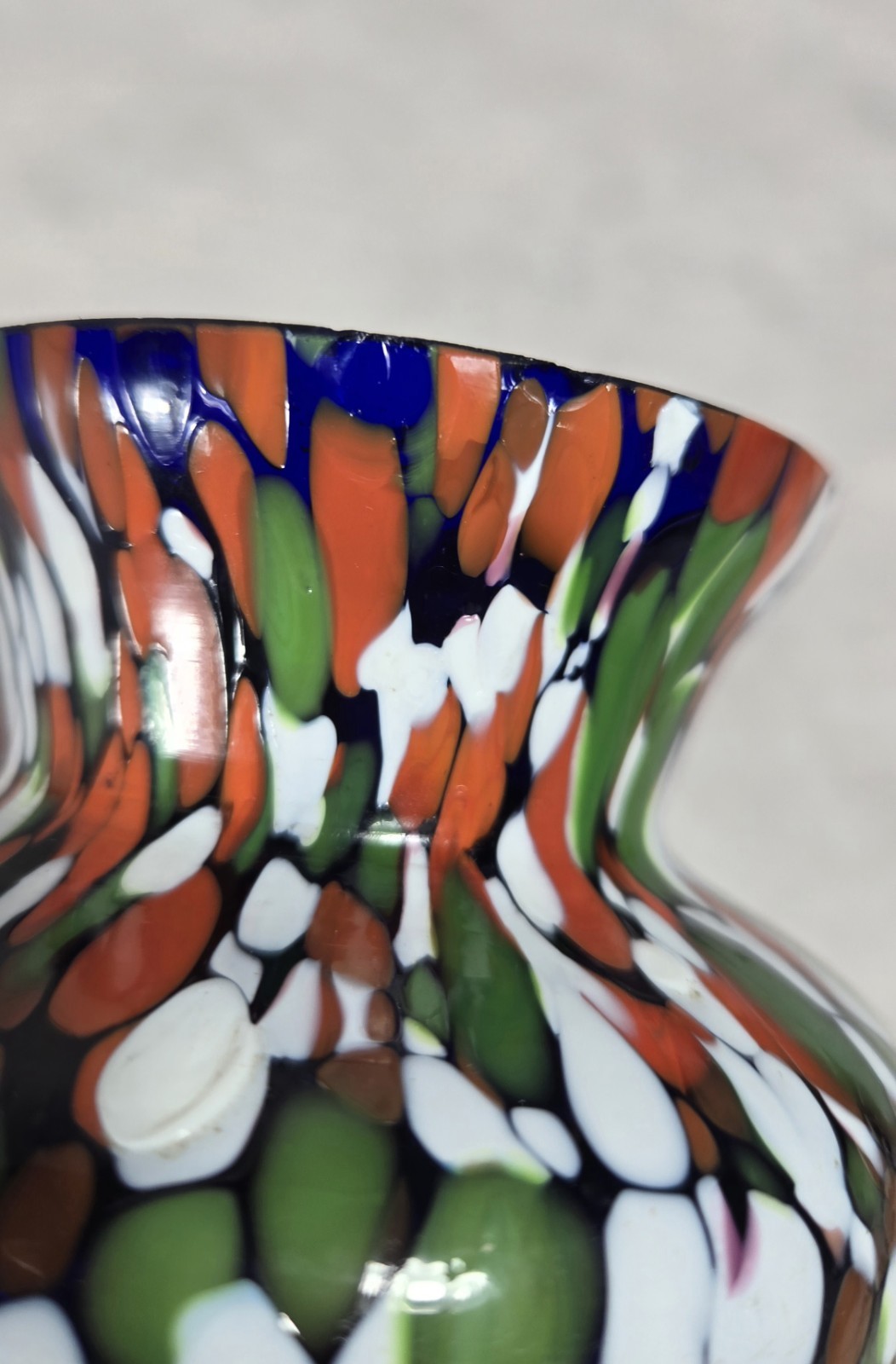 Vintage Czechoslovakia Splatter Art Glass Vase Signed Cobalt Blue Lot Of 2