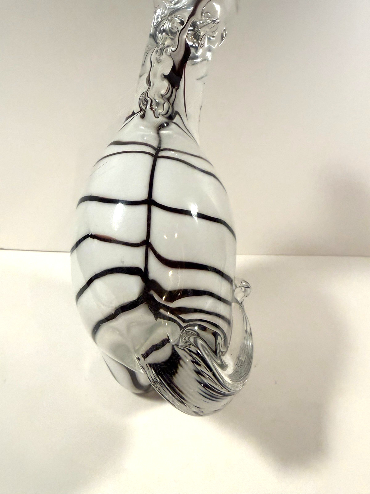 Crystal Clear Art Glass Zebra Cow Figurines Black White Animal Lot of 2