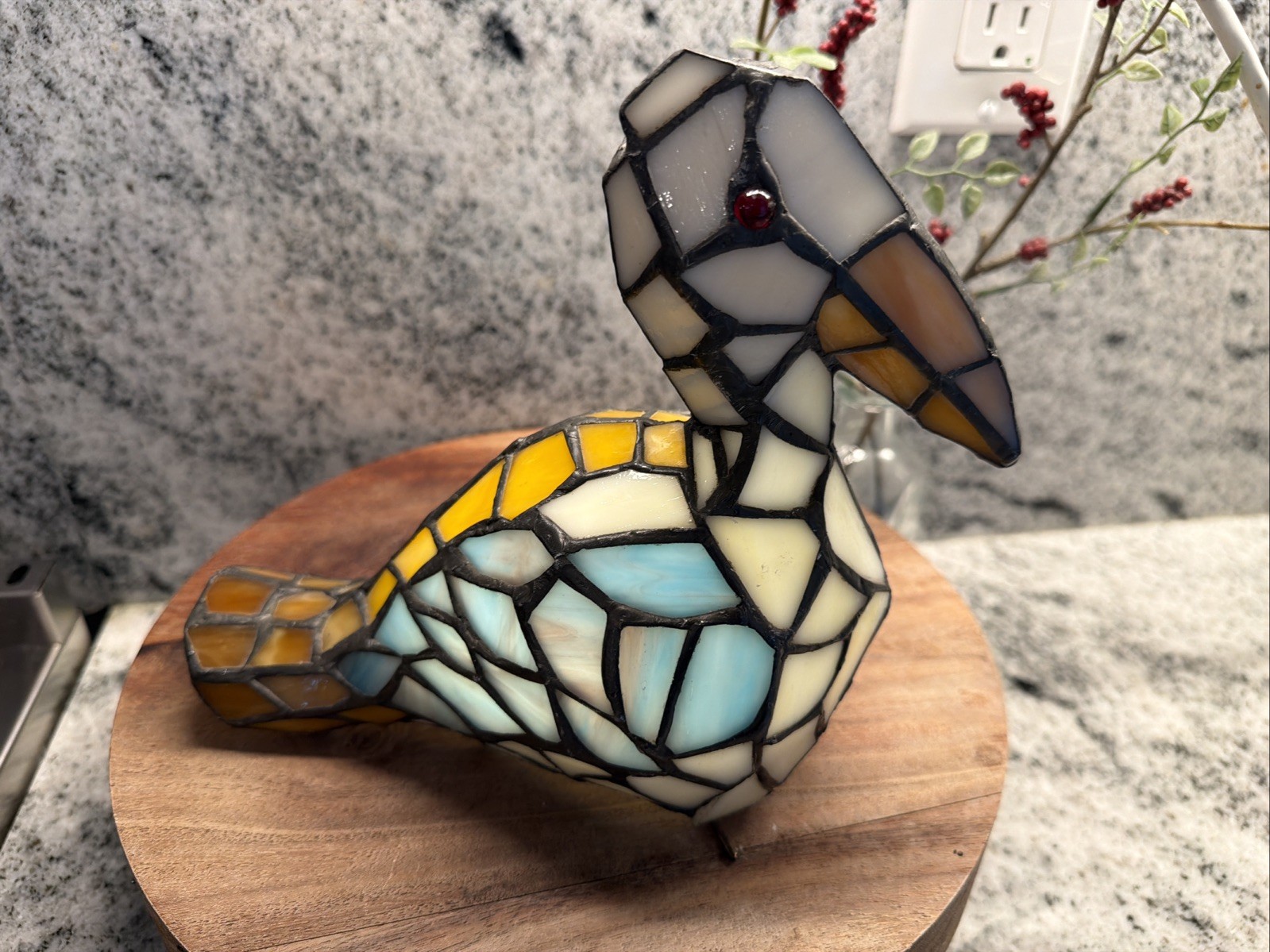 Tiffany Style Stained Glass PELICAN Sea Bird Beach Accent