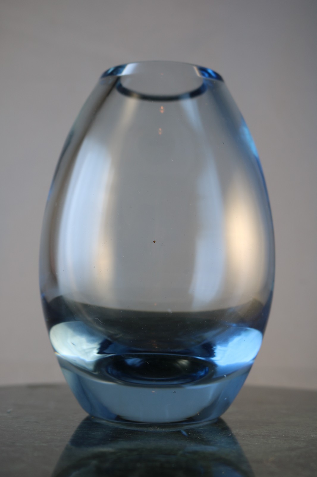 Per Lutken Signed Holmegaard Denmark Aqua Hellas Glass Vase #15388 MCM Modern
