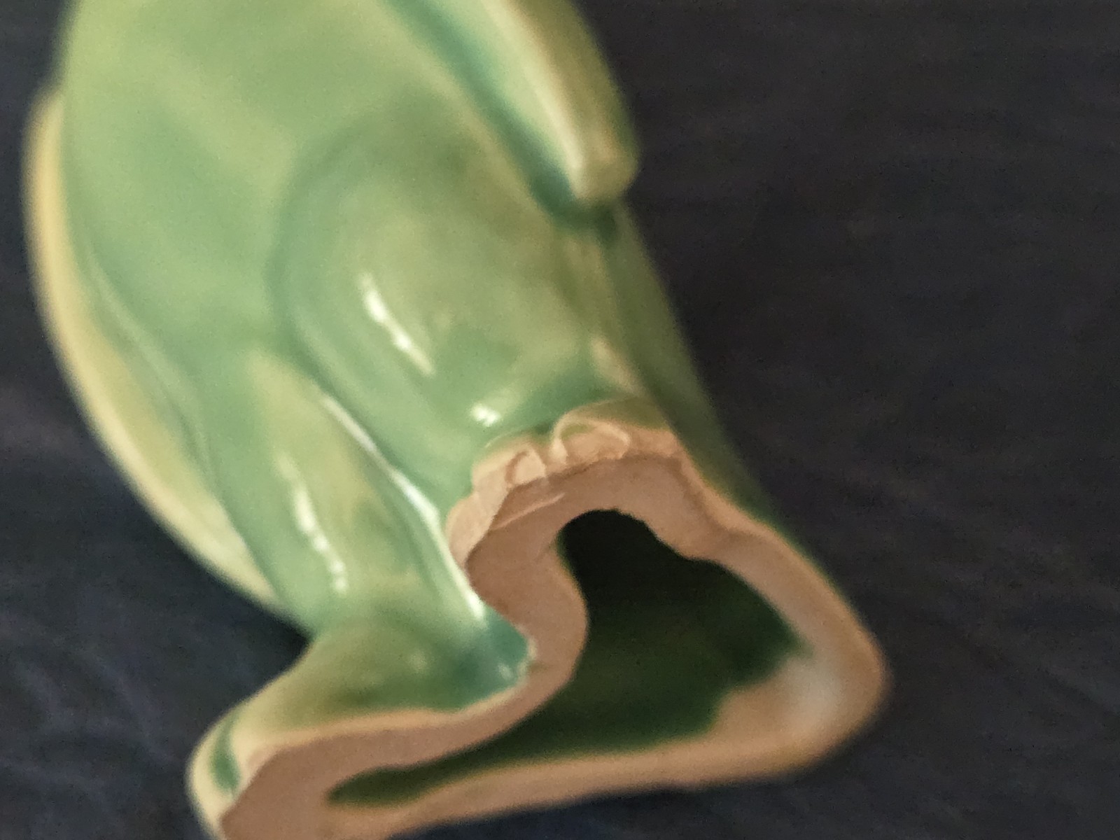 vintage pottery penguin figurine spruce green glaze