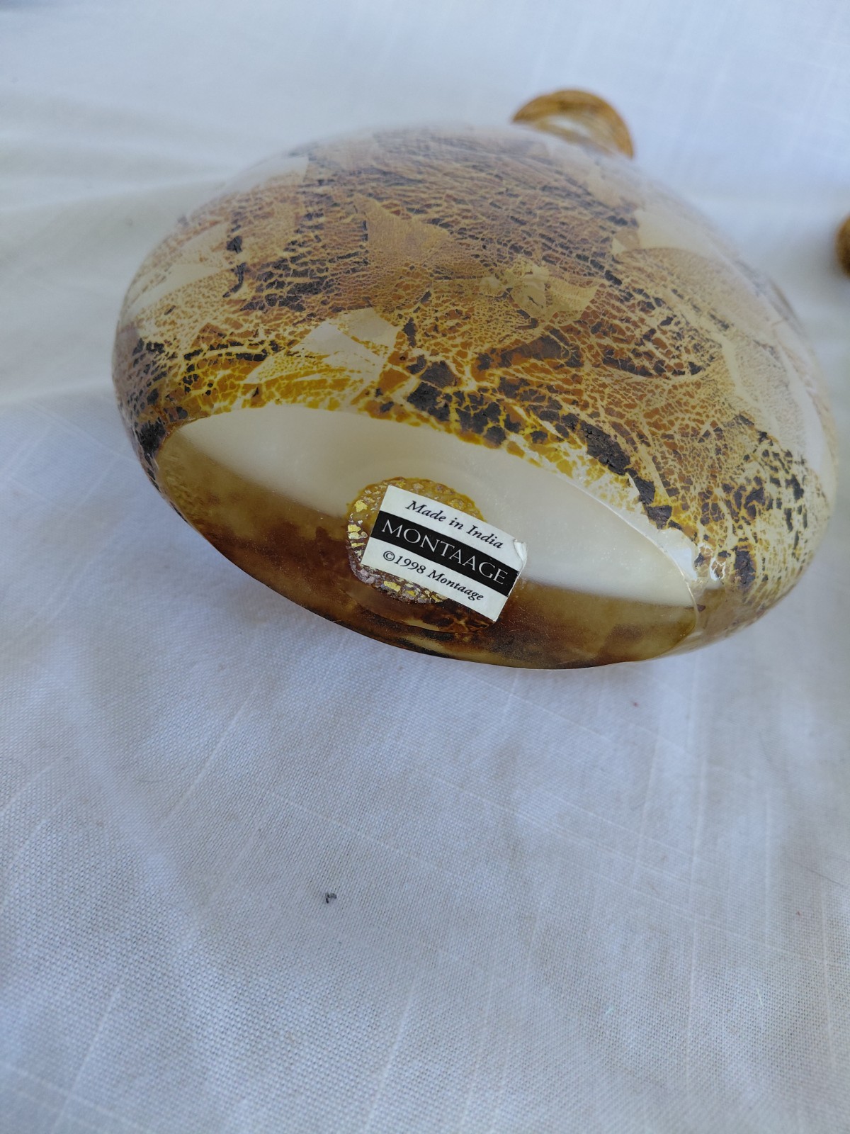 Vintage Abstact MONTAAGE ART GLASS VASE PAIR MADE in INDIA 1998 Artevenue Delhi