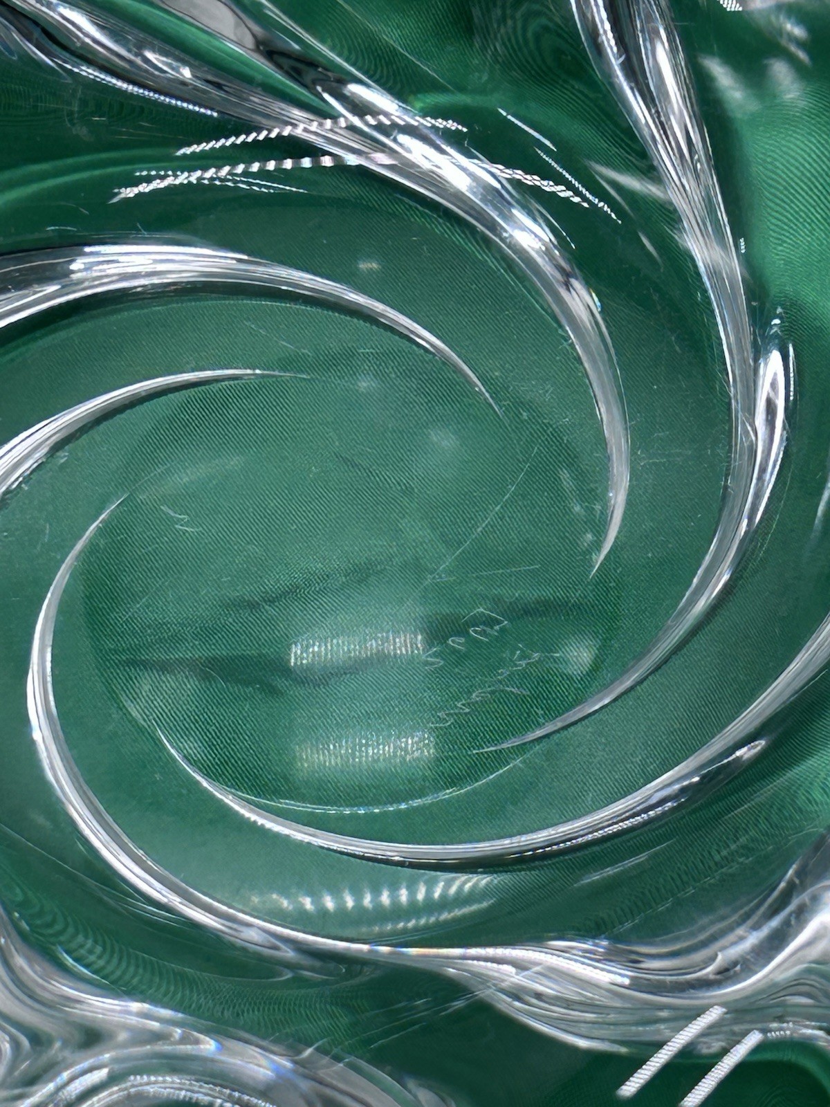 VTG Orrefors Crystal Swirl Pattern Bowl 4.8 Lbs Signed & Numbered 8″ MCM Rare
