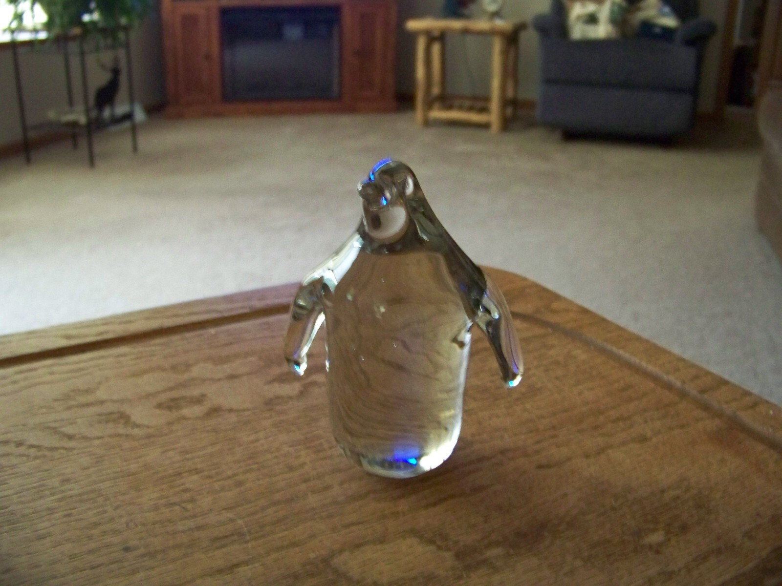 Vtg Clear Art Glass Penguin Figurine or Paperweight Hand Blown??? Cute & Nice!