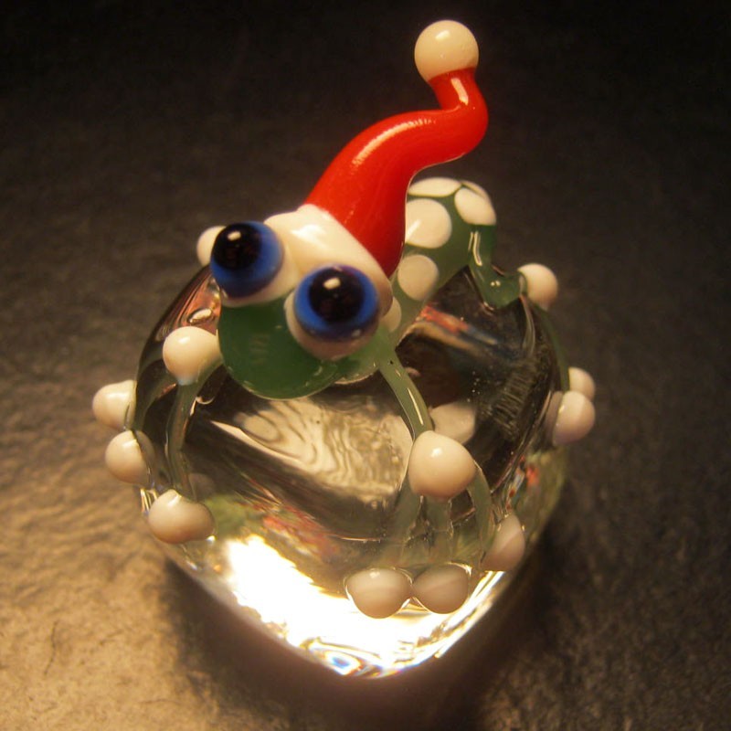 Boomwire Glass Ice Cube Frog mini decor paperweight lampwork handmade sculpture