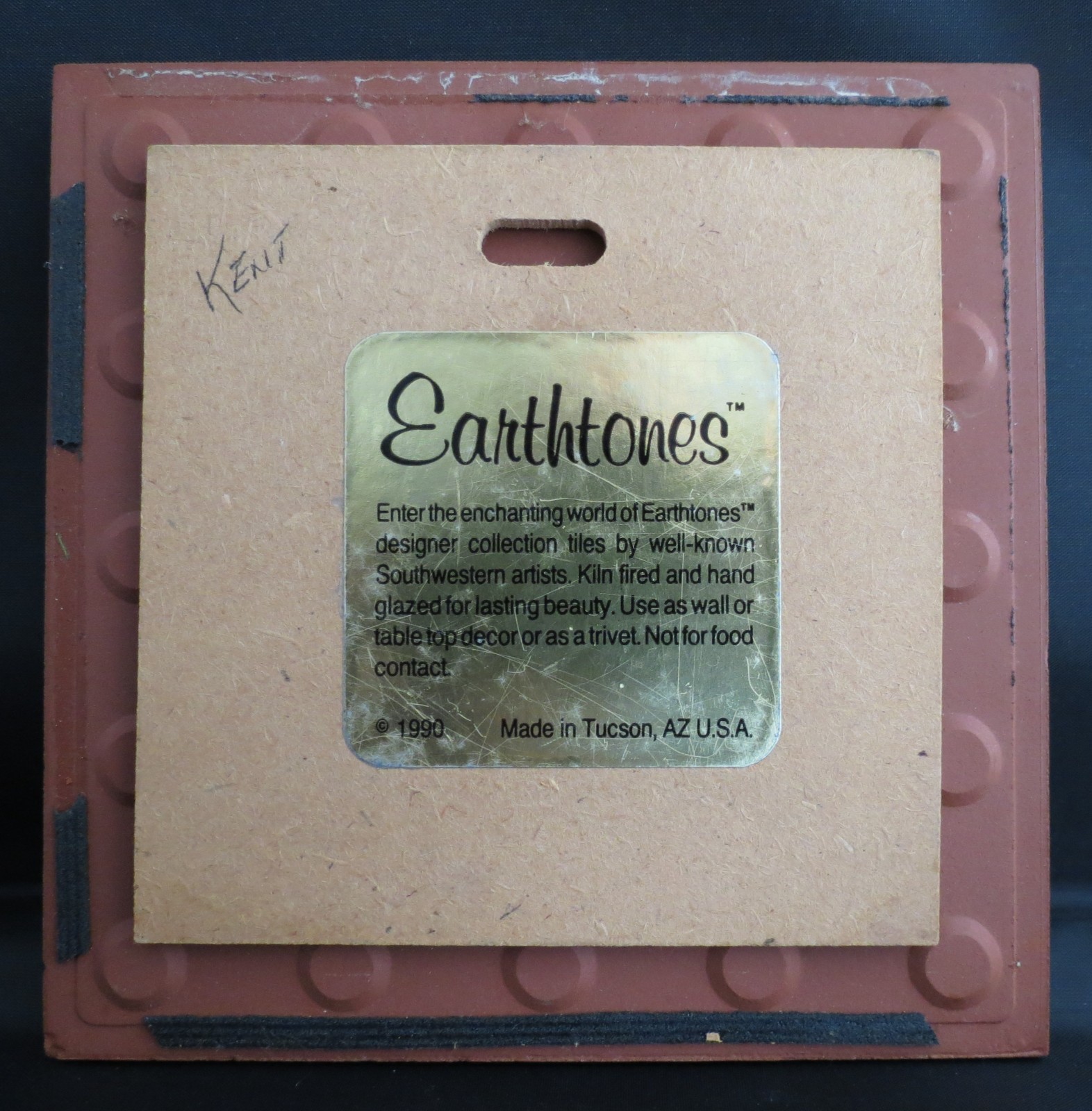 Vintage Earthtones Southwest Desert Scene Ceramic Tile Trivet 6×6″ Signed 1990