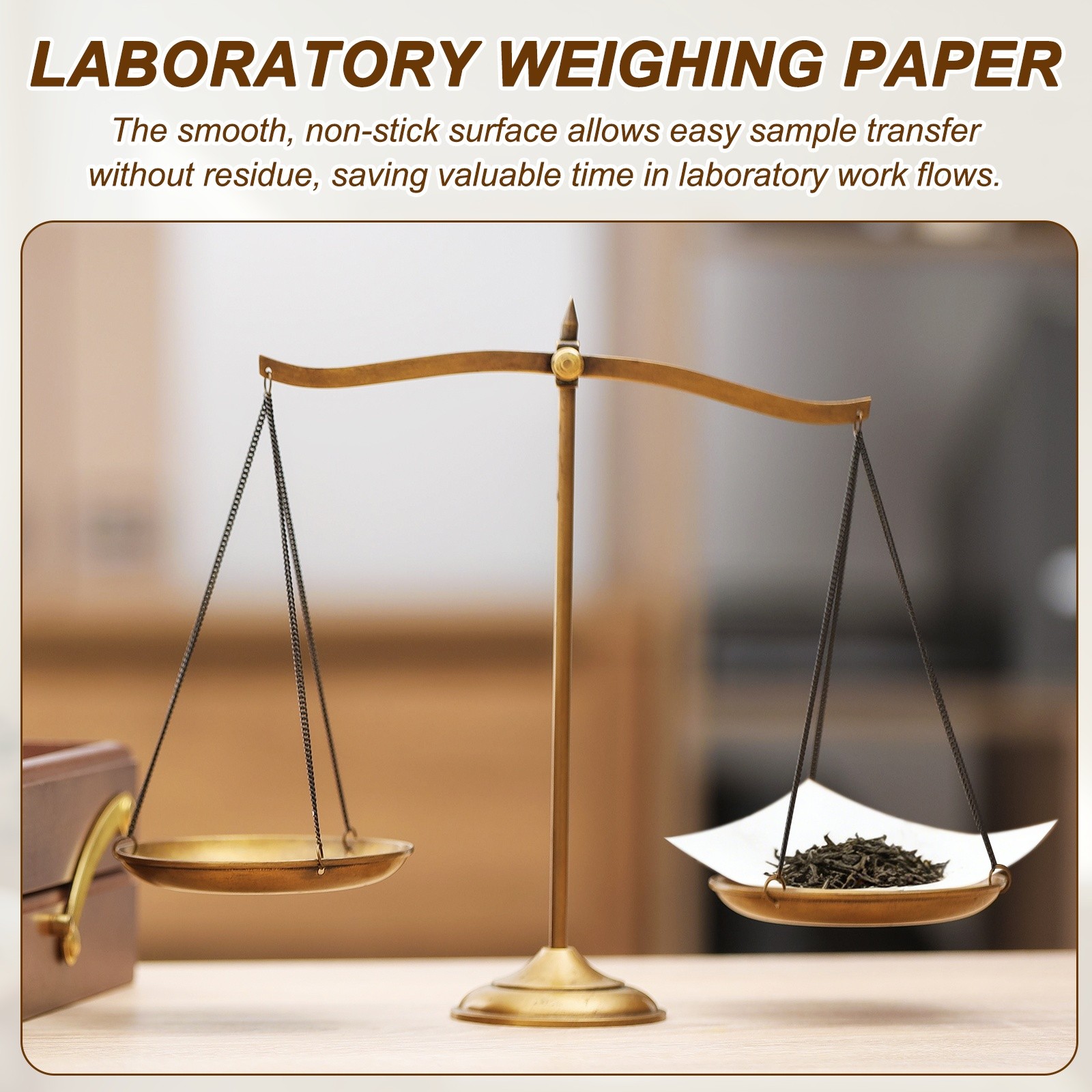 500 Pcs Cellulose Paper Weight, 2.4 x 2.4″ Laboratory Weighing Paper, Beige