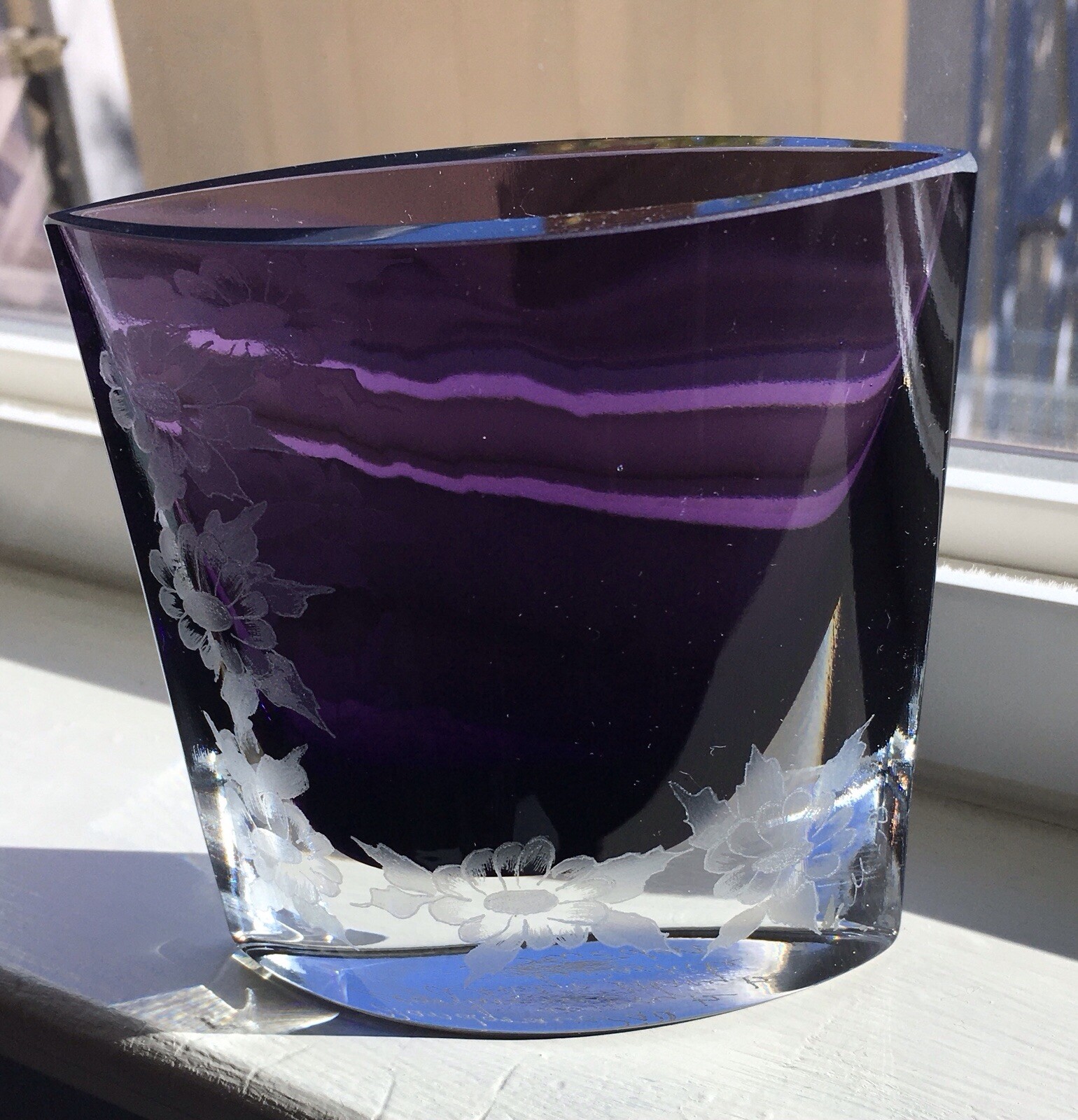Hand Engraved Parzicke Sweden Crystal Vase