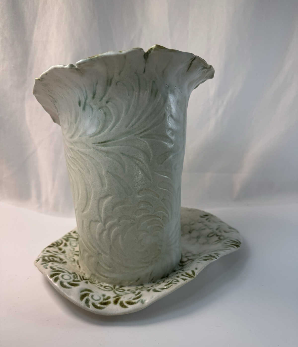 Handmade Studio Pottery Sculptural Vase Tray Organic Ceramic Art Signed OOAK