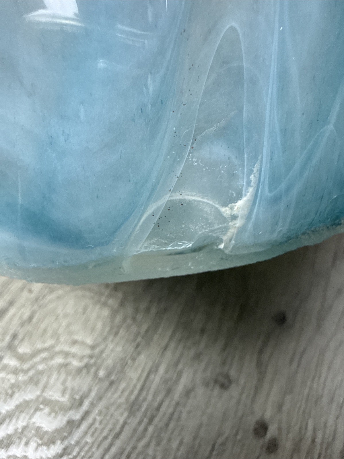 Murano Ruffle Top Light Blue & Gold Glass Vase 16″ H X 11″W X 11.5″D SEE PHOTOS!
