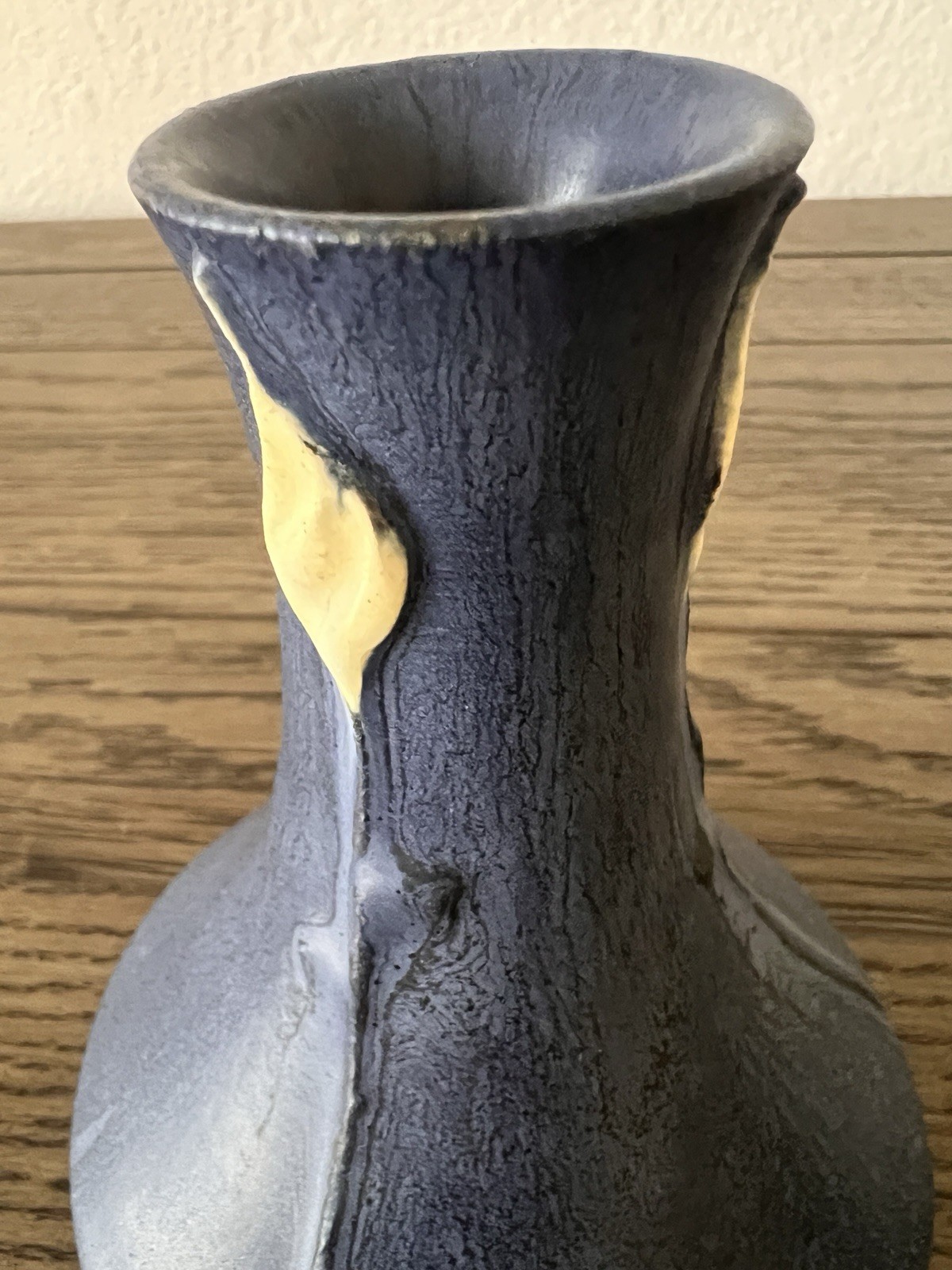 Ephraim Faience Pottery Budding Candlestick Vase Kevin Hicks Blue Vintage 4.5″ T