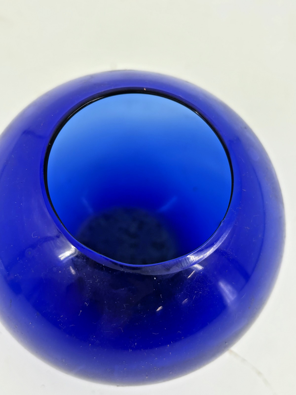 Blenko Cobalt Blue 8” Bowl Vase Ornament Art Glass Globe Round Ball Sphere