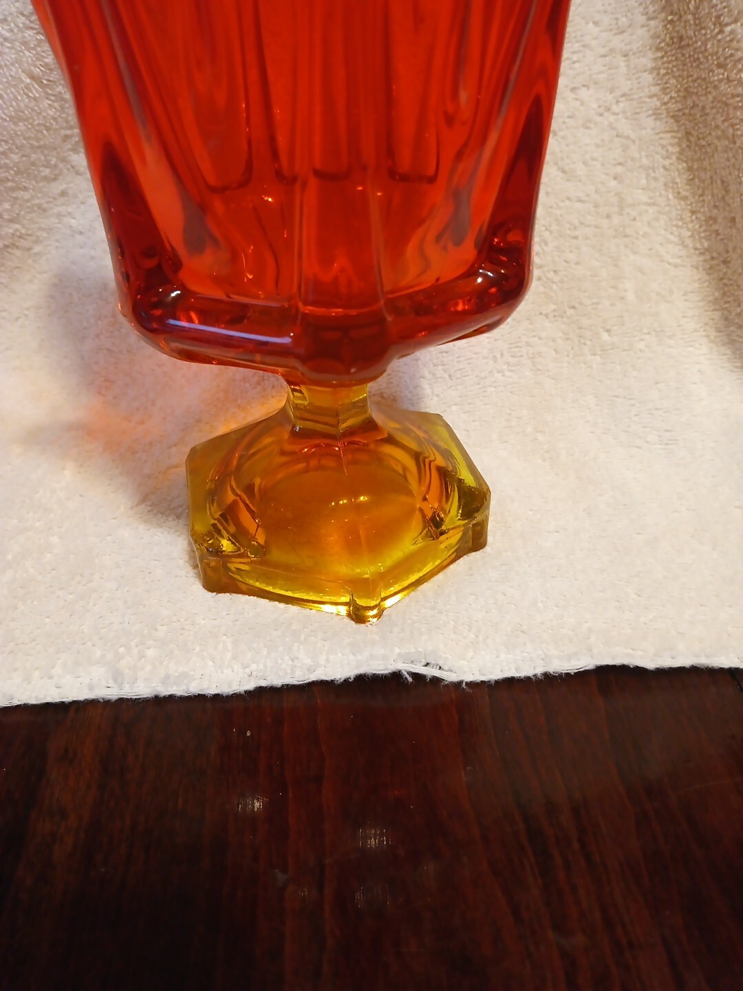 Vintage Glass Vase Persimmon Orange And Yellow