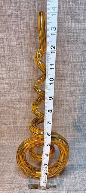 Art Glass Sculpture Orange Hand Blown Glass Twist Swirl Murano Art Glass Style