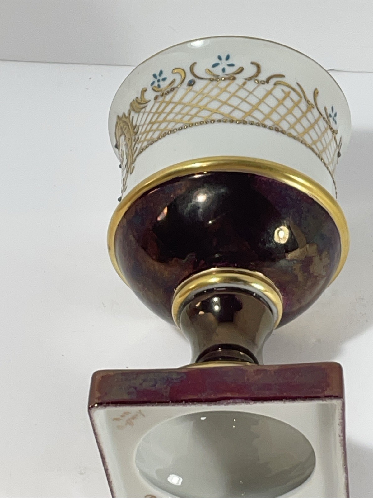 Porcelain Goblet Vase Shape Square Base Heavy Gold Gilding Empire Style Bavaria