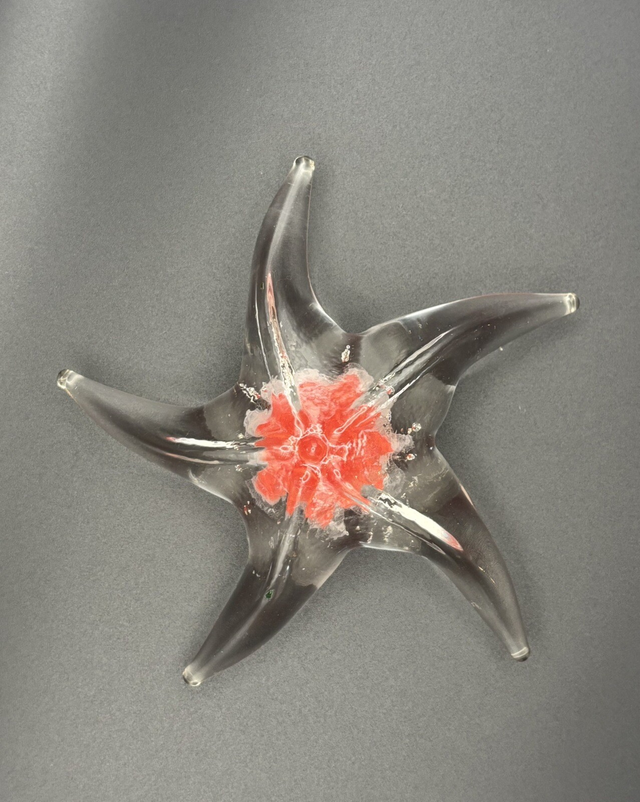 Dynasty Gallery Starfish Atlantis Glass Paperweight Glow In The Dark Red 5 Point