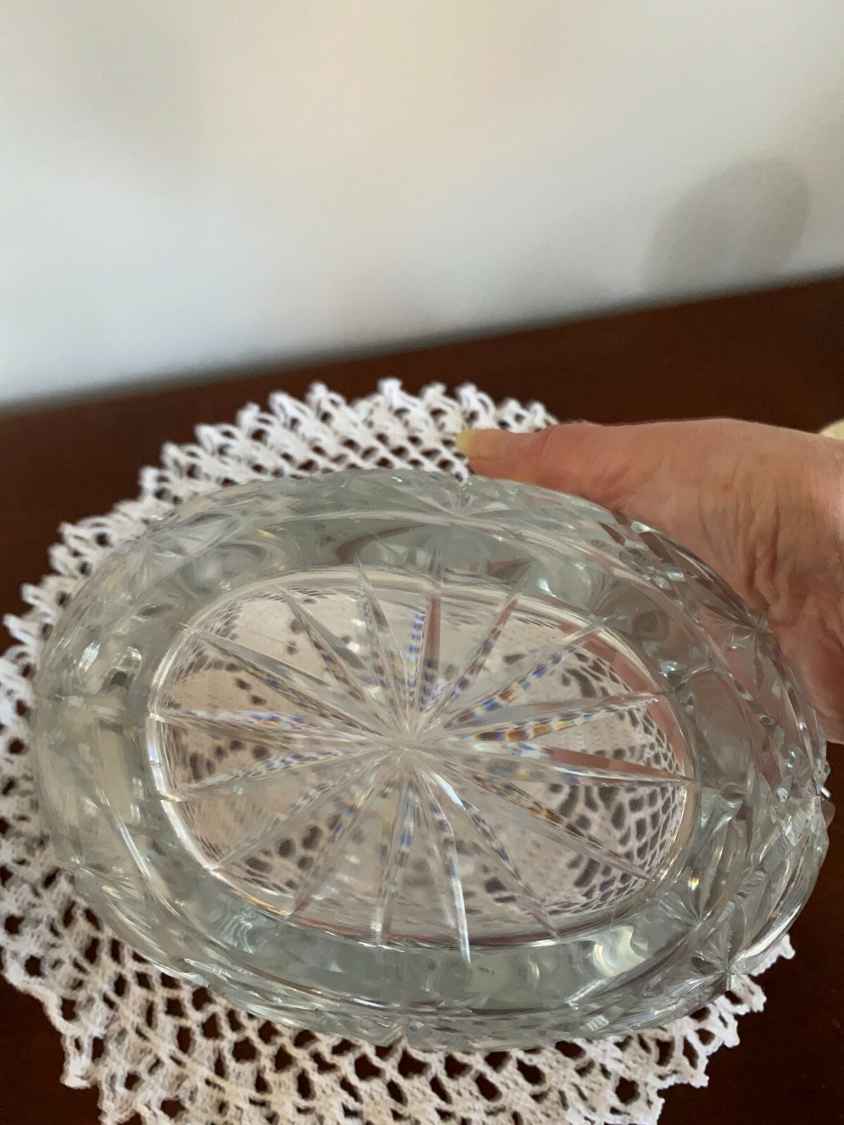 Vintage Bohemian Cut Crystal Basket 8″ Long