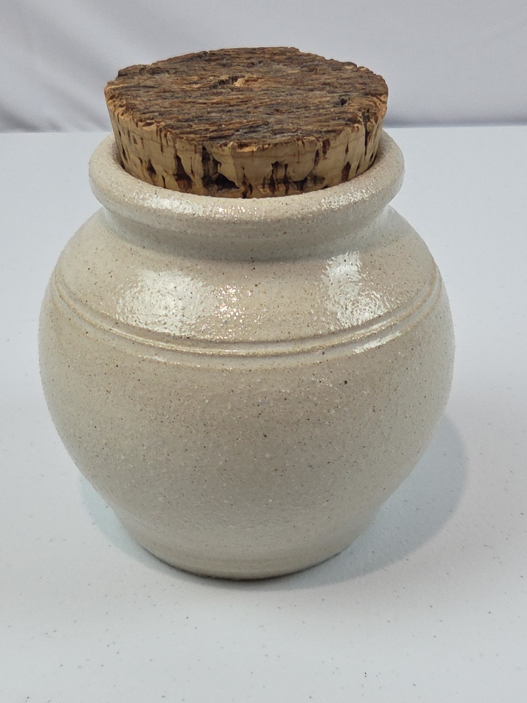 VTG Salt Glazed Pinewood Valley Blue Heart Small Crock With Cork Lid