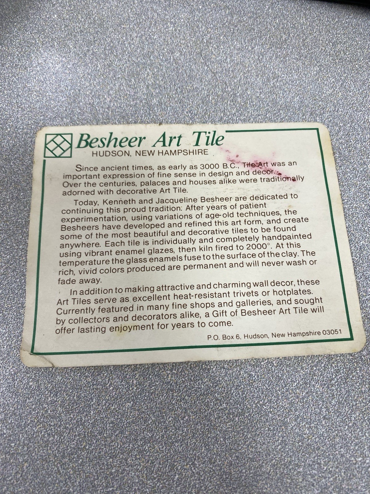 Vintage Besheer Flower Art Tile Wall Hanging Trivet 6×6″ Chicago Art Institute