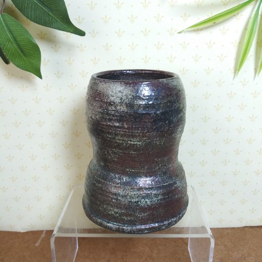 Studio Pottery Raku Vase Iridescent Multicolor Metallic Glaze Art Pottery Signed