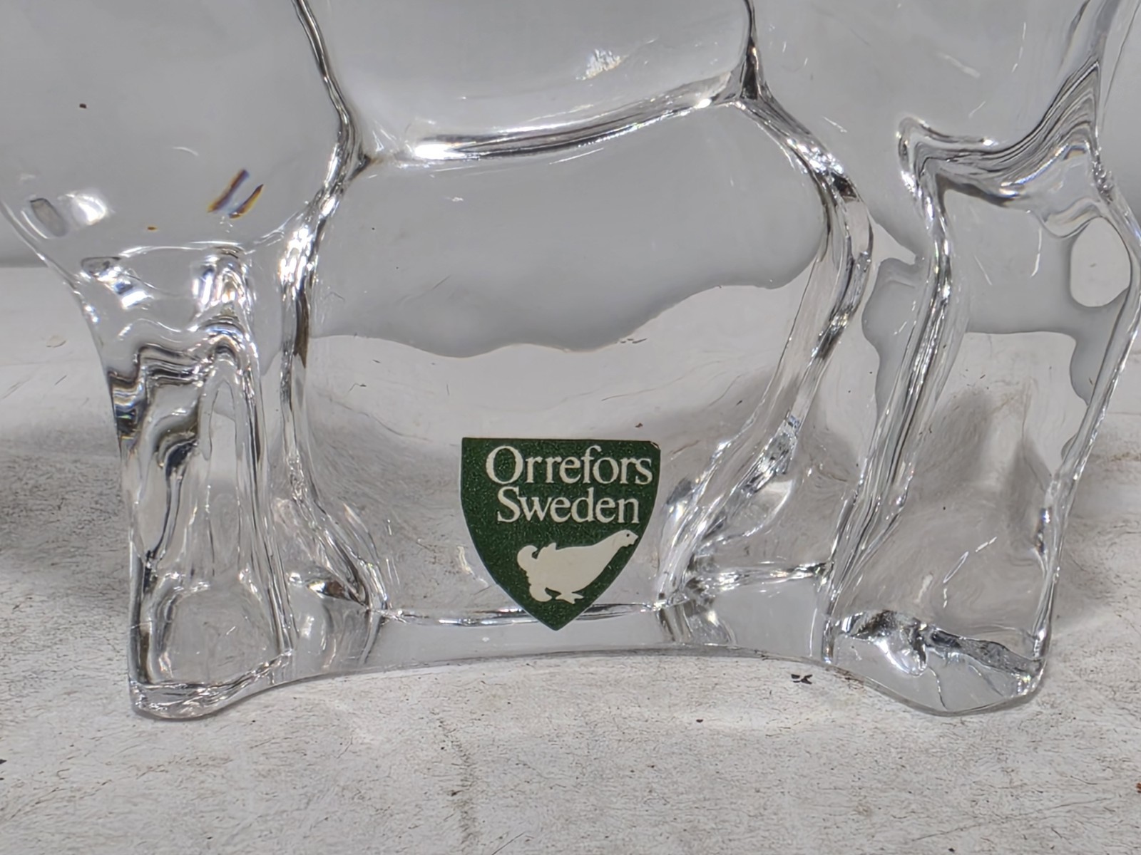 Orrefors Sweden Moose 5.5 In Long Crystal Heavy Clear Figurine Decor