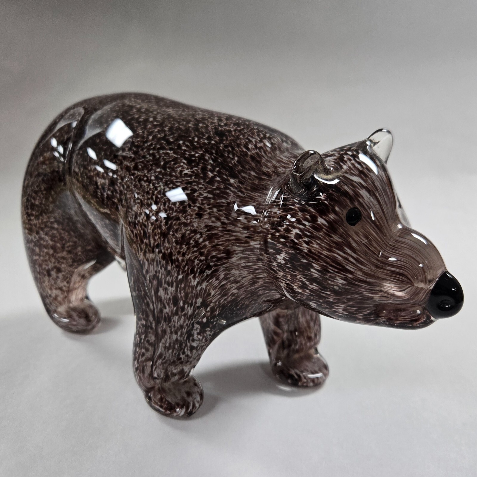 Vintage 1970s MURANO STYLE Hand Blown Art Glass – 8.5″ x 5″ Brown Bear – 5 .lb+