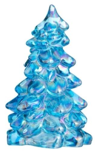 Christmas Holiday Tree – Buffet Blue Carnival Glass – Medium 5 1/2″ – Mosser USA