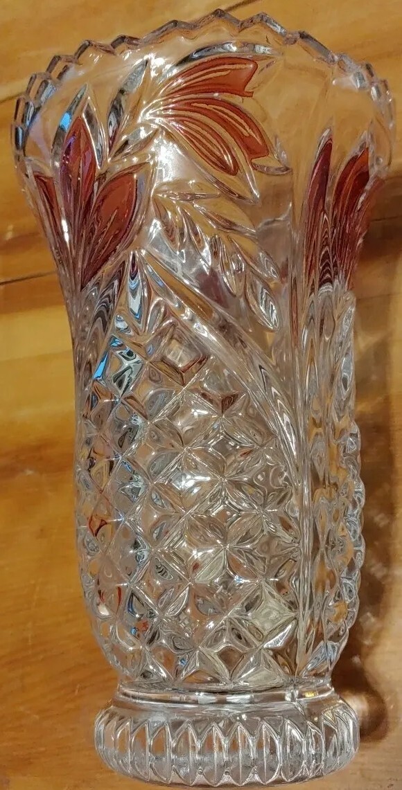 Anna Hutte Lead Crystal Vase Ruby Clear Bleikristall Rendezvous Germany Rubin