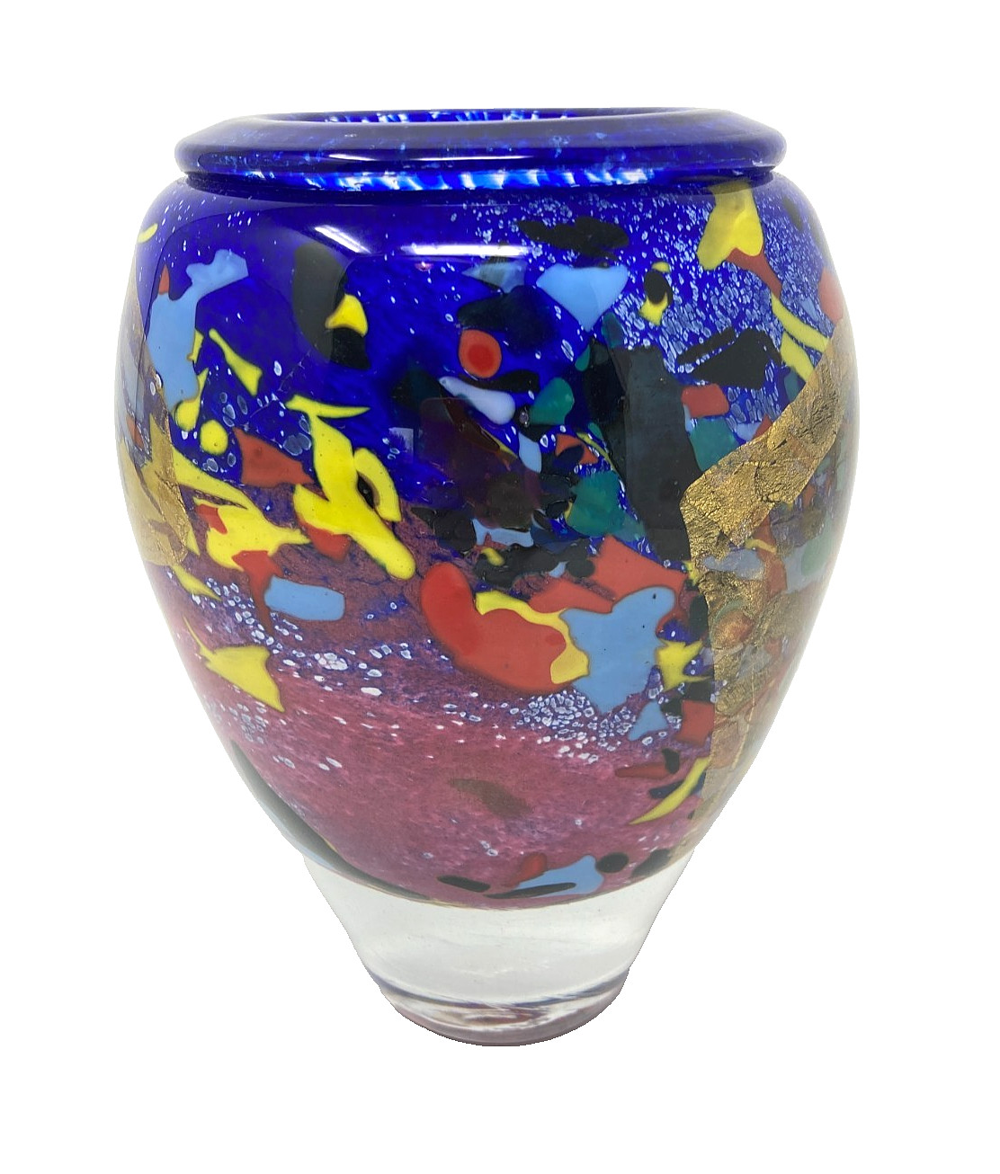 Jean Claude Novaro Art Glass Vase Hand Signed 6 1/2″ Mint