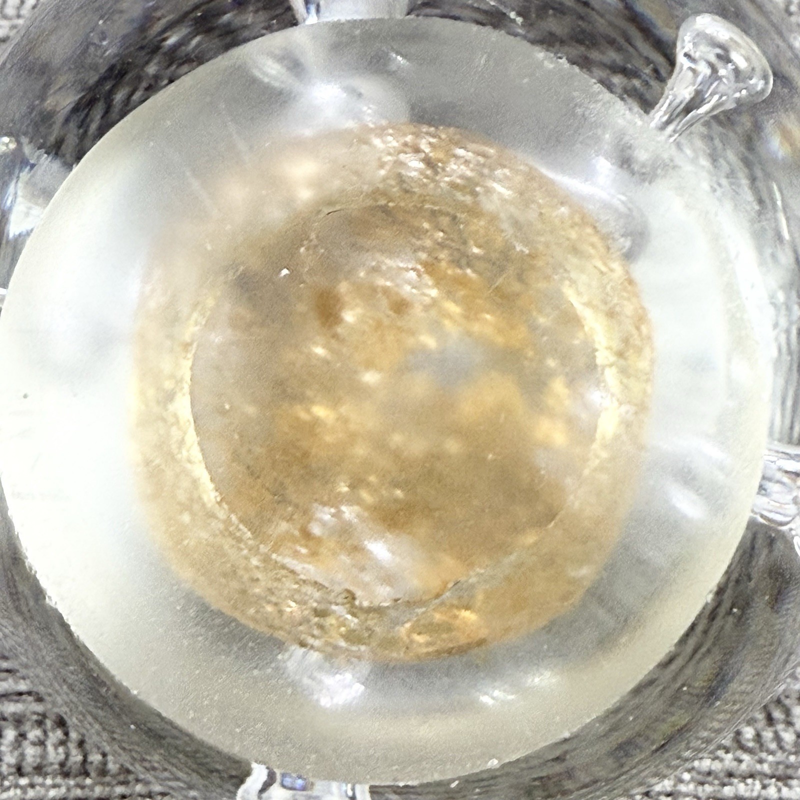 Vintage Paperweight Art Glass 3.5”x3.5” Clear Gold Golden Shimmer Desk Decor