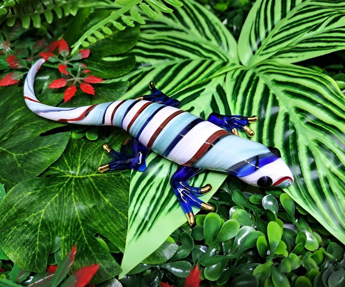 House Lizard Gecko Hand Blown Glass Fancy Animal Figurine Collectibles Art Decor