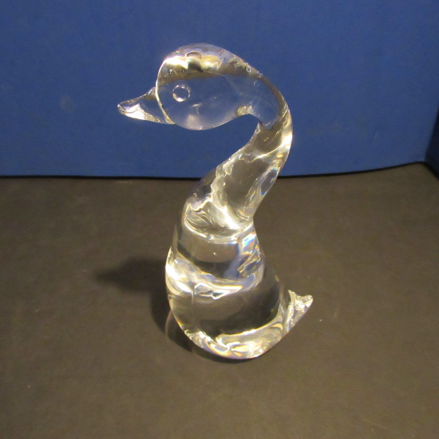 Vintage Steuben Lloyd Atkins Crystal Clear Art Glass Duck Figurine Sculpture