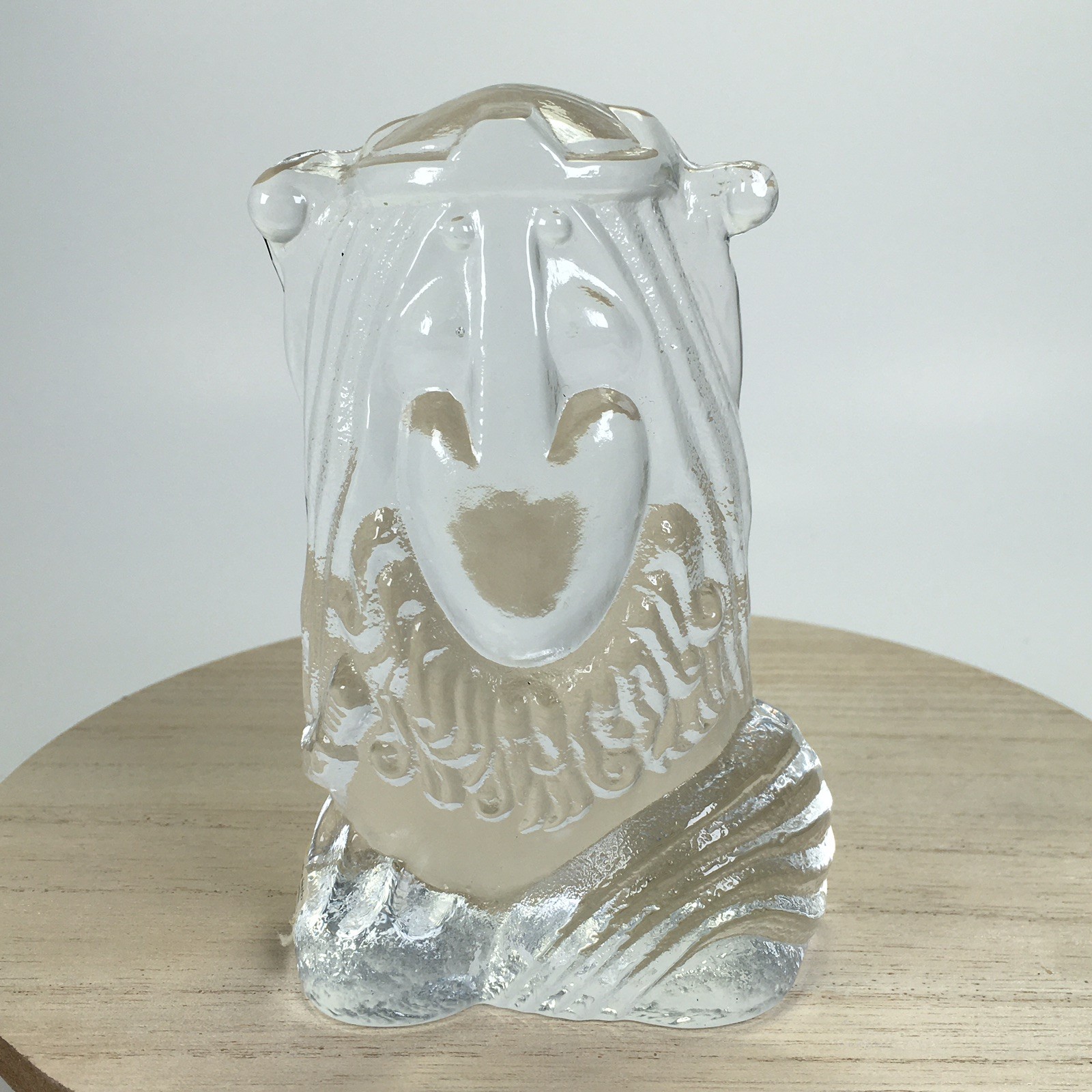 Lindshammar Troll Warrior King Clear Glass Paperweight Figure 5” Tall Swedish