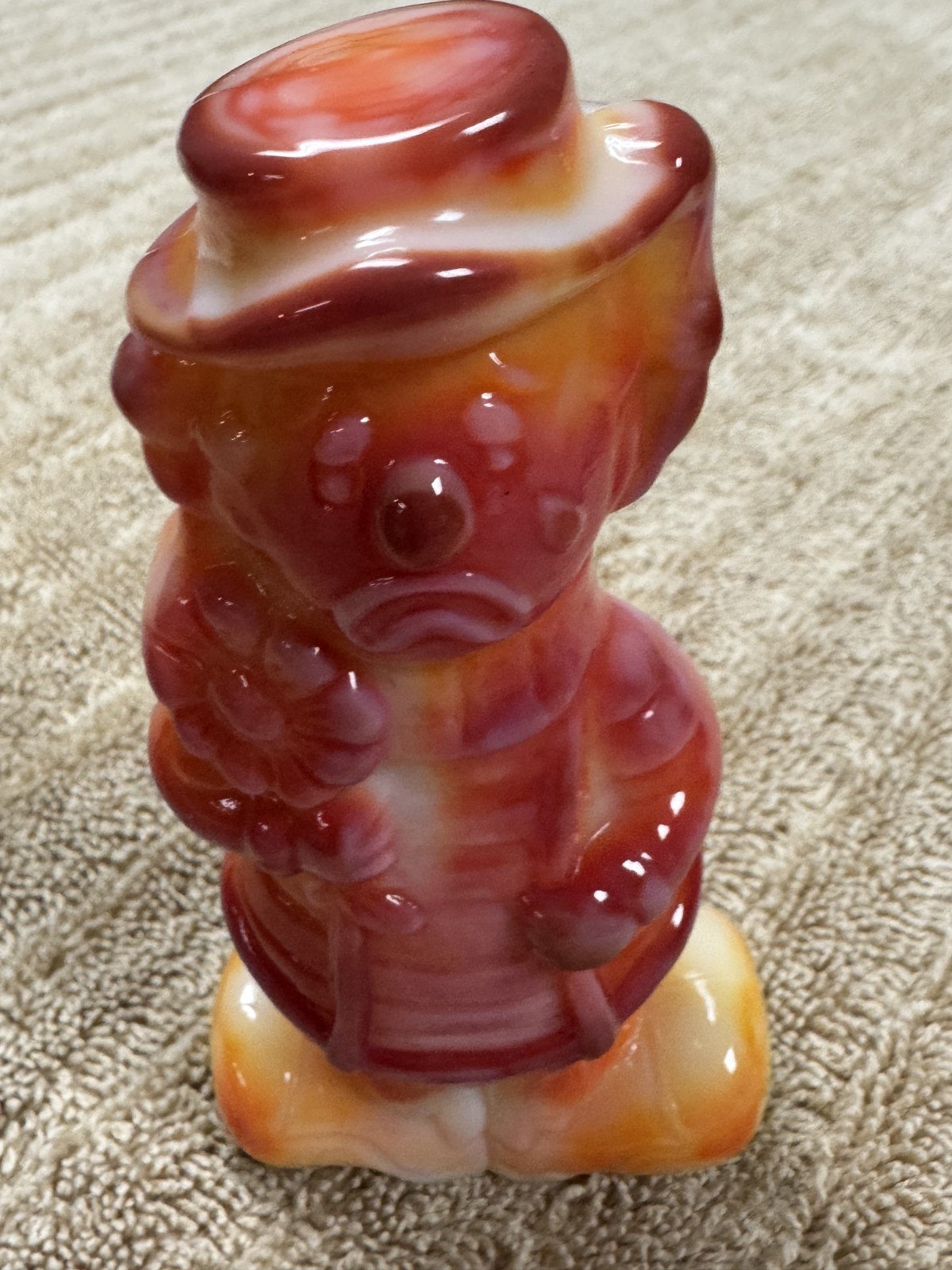 Boyd Glass Virgil Two Faced Happy Sad Clown Red Orange Slag 1993-98 4.5″T X 2″W