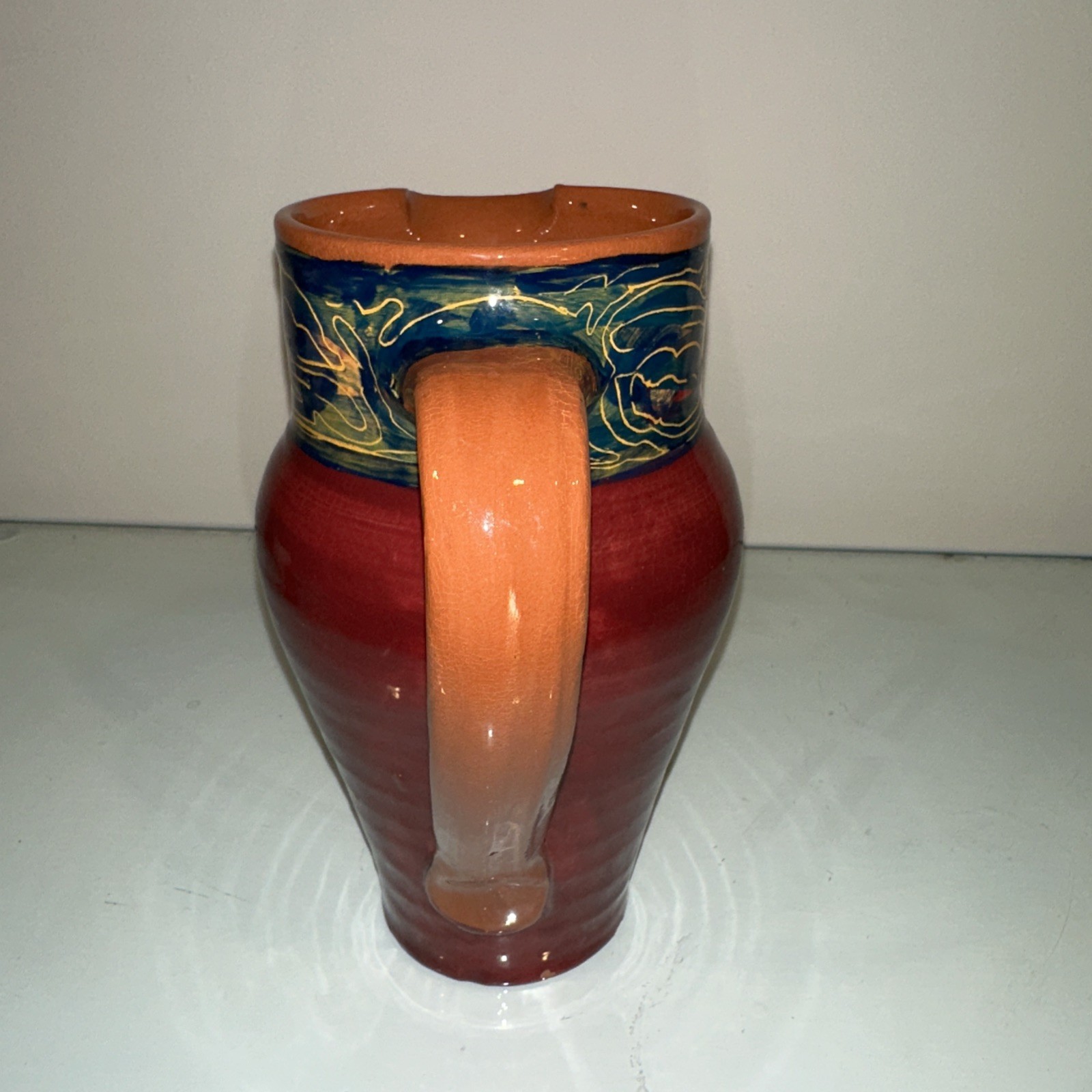 Signed Hawk Wings Jim Holbert Brattleboro Vermont Arizona Studio Pottery Jug