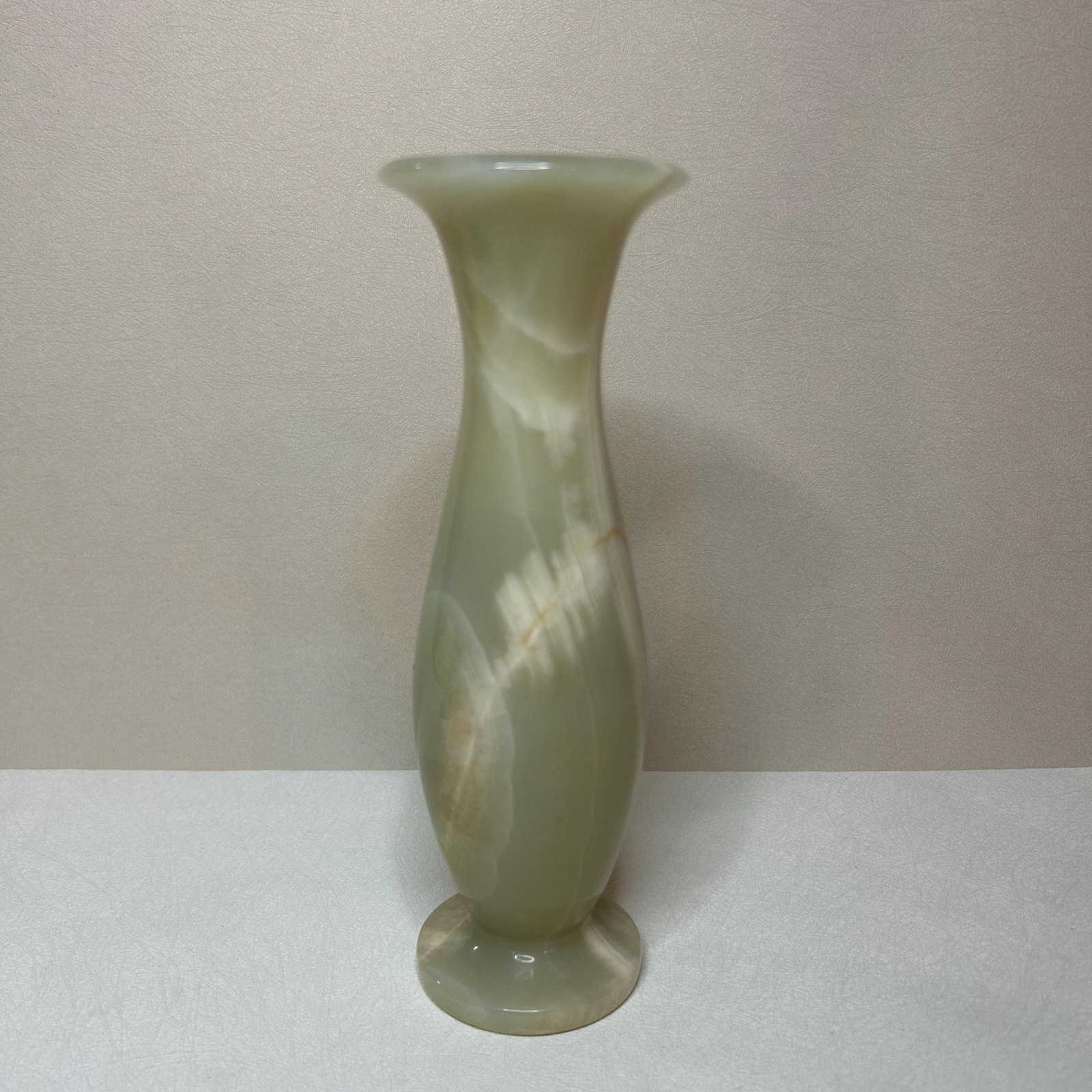 Vintage Green Onyx Marble Bud Vase, Hand Carved Stone Home Decor
