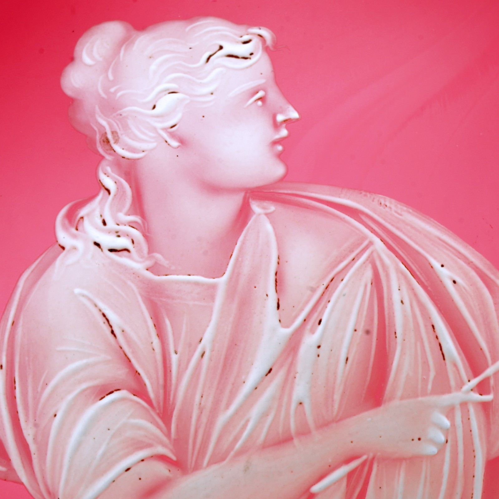 Cranberry Glass Thomas Webb Cameo Vase Greek Goddess 19th Century